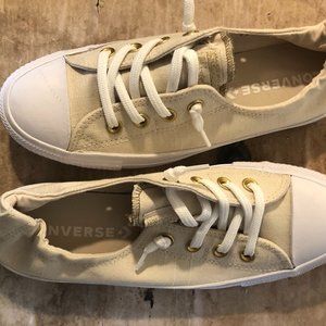 Converse gold colored tennis shoes
